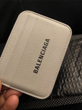 Balenciaga Gray & Black Pebbled Calfskin Leather Cash /Card Holder NWOB